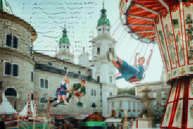 Die Salzburger Altstadt im Zeichen des 48. Domkirchweihfestes mit dem Rupertikirtag.
