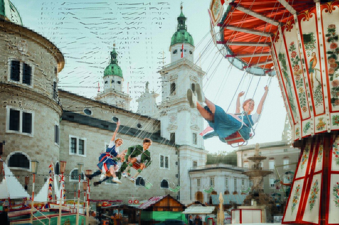 Die Salzburger Altstadt im Zeichen des 48. Domkirchweihfestes mit dem Rupertikirtag.