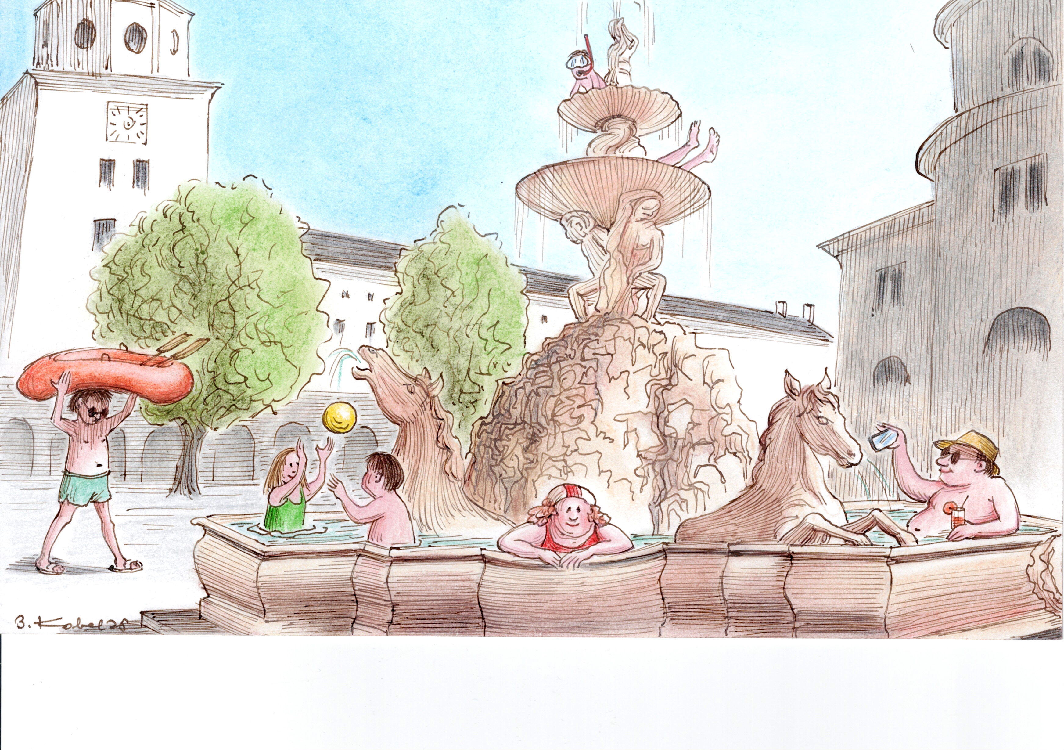 „Kann im städtischen Bereich etwa der Residenzbrunnen bei der Hitzewelle Abhilfe schaffen?“