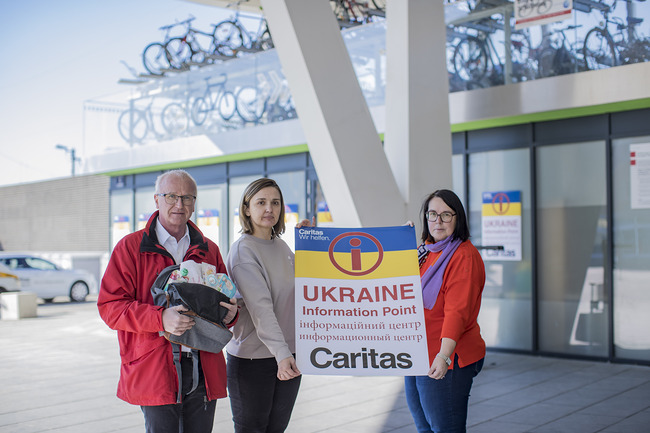 Caritas Information Point Salzburger Bahnhof Foto: Neumayr/Leo 11.03.2022