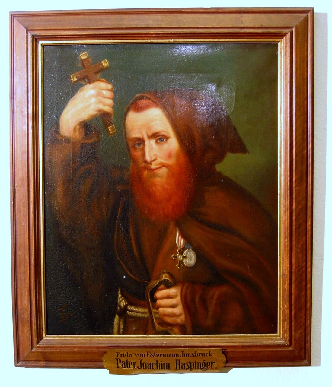Ein Portrait von Pater Joachim Haspinger aus dem Bestand der Tiroler Kaiserjäger, gemalt von Frieda von Estermann, Öl auf Leinwand.  