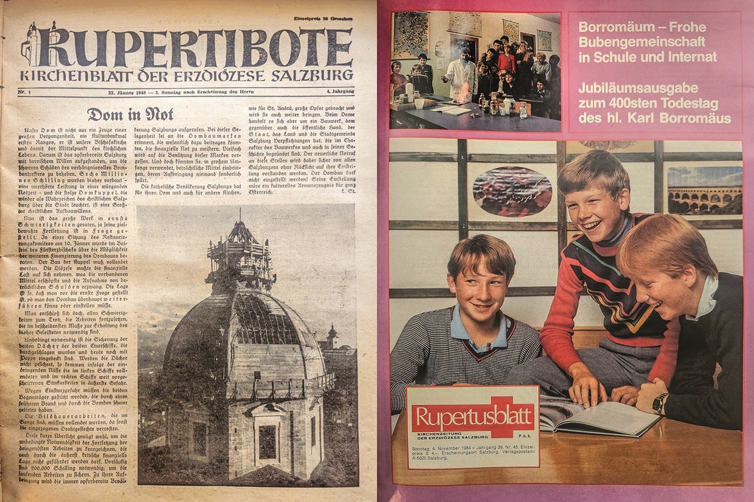 Für die zerstörte Domkuppel wurden „Notgroschen“ gesammelt. – Glückliche Borromäum-Schüler im Jahr 1984.