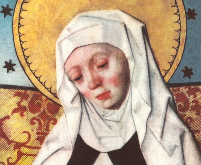 Darstellung Birgitta von Schweden (Hermann Rode) auf einer Altartafel.